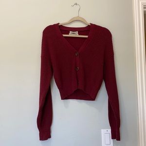Burgundy Buttoned Up Sweater